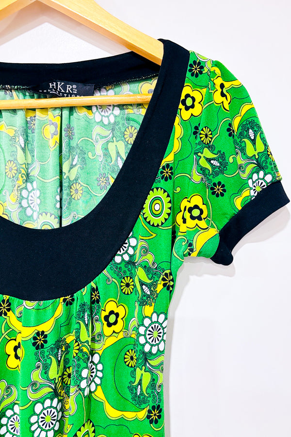Haut vert fleuri (s) seconde main - HKR Collections- La Penderie du Paradis