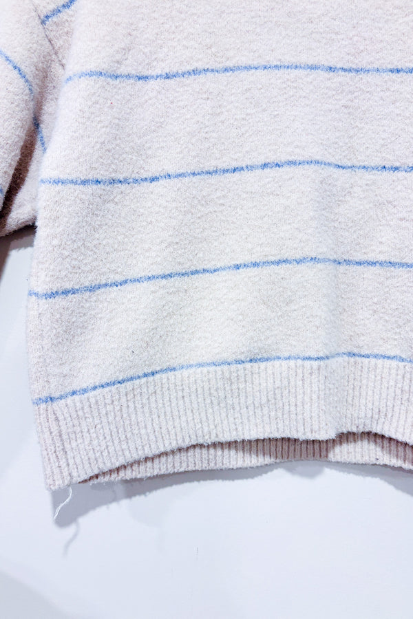 Chandail coupé beige et bleu rayé (s) seconde main - SHEIN- La Penderie du Paradis