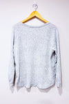 Chandail gris fleuri en coton ouaté seconde main - Reitmans- La Penderie du Paradis