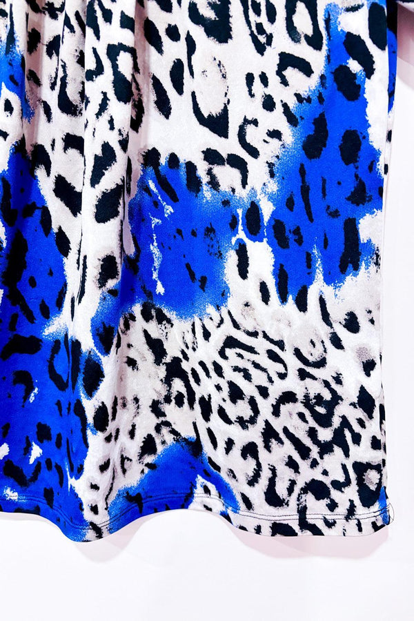 T-shirt bleu et beige motif animal seconde main - Classic Editions- La Penderie du Paradis