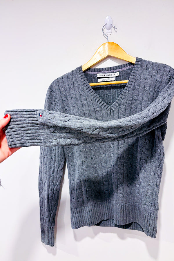 Chandail gris en tricot* seconde main - Tommy Hilfiger- La Penderie du Paradis