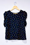 Haut noir à pois multicolore et manches bouffantes seconde main - Autres- La Penderie du Paradis