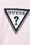 T-shirt rose avec logo et franges à paillettes seconde main - Guess- La Penderie du Paradis