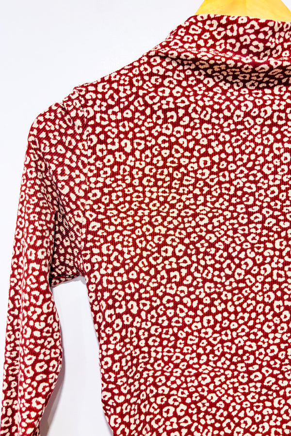 Chandail brun à col montant motif cheetah seconde main - Active USA- La Penderie du Paradis