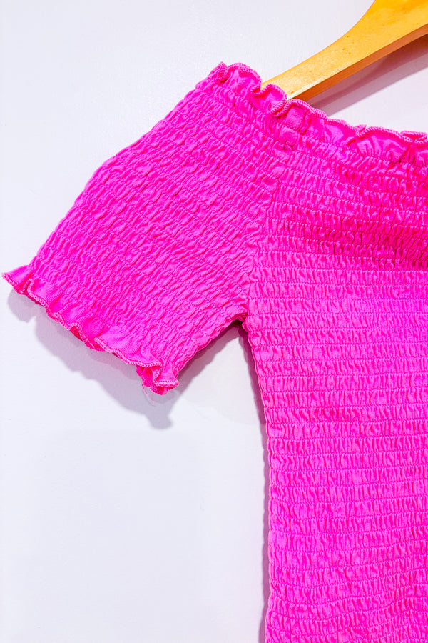 Haut extensible rose avec épaules dénudées seconde main - H&M- La Penderie du Paradis