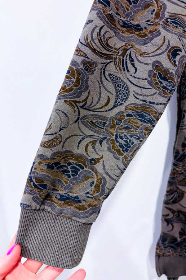 Tunique en coton ouaté verte fleurie seconde main - Renuar- La Penderie du Paradis