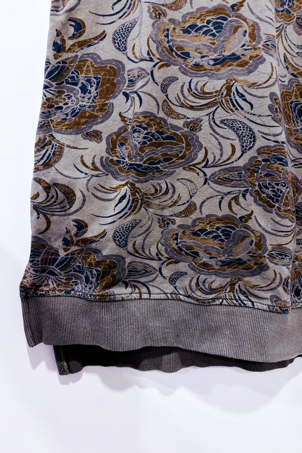 Tunique en coton ouaté verte fleurie seconde main - Renuar- La Penderie du Paradis