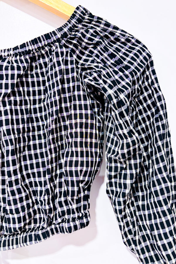 Crop top noir et blanc à carreaux avec épaules denudées* seconde main - Wilfred- La Penderie du Paradis