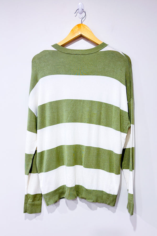 Haut ample rayé blanc et vert seconde main - Simons- La Penderie du Paradis