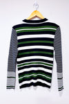Chandail côtelé rayé marine et vert seconde main - Nine West- La Penderie du Paradis