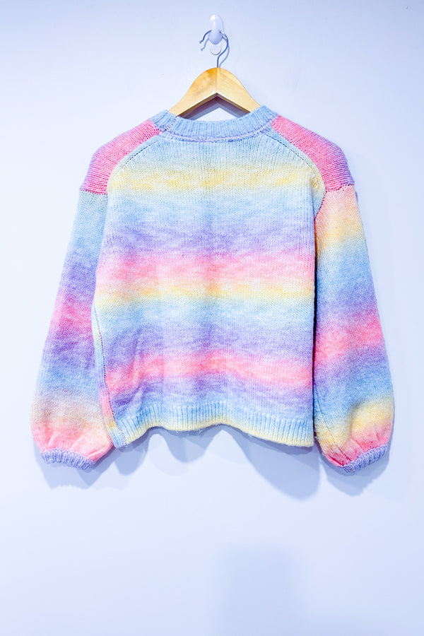 Chandail en tricot arc-en-ciel pastel* seconde main - Retrod- La Penderie du Paradis
