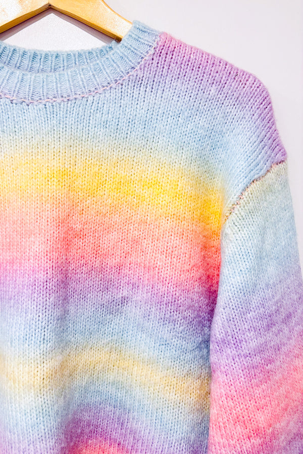 Chandail en tricot arc-en-ciel pastel* seconde main - Retrod- La Penderie du Paradis