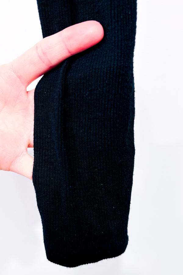 Chandail noir côtelé à col montant seconde main - Garage- La Penderie du Paradis