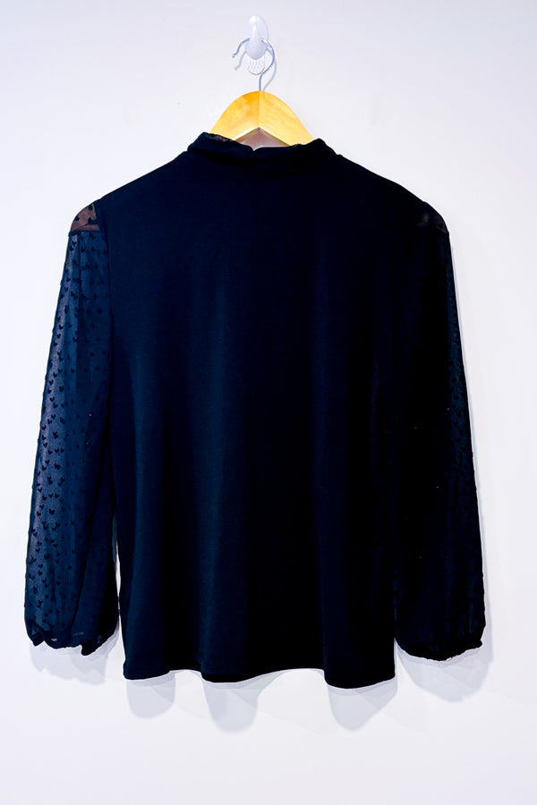 Haut noir fluide avec manches transparentes seconde main - Cable & Gauge- La Penderie du Paradis