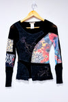 Chandail noir patchwork texturé à motifs seconde main - Terra Nostra- La Penderie du Paradis