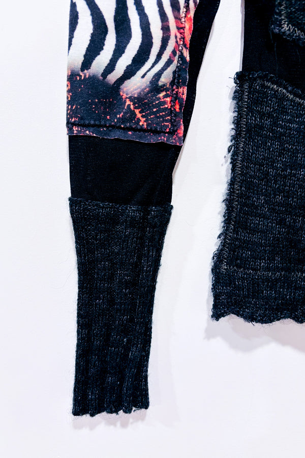 Chandail noir patchwork texturé à motifs seconde main - Terra Nostra- La Penderie du Paradis