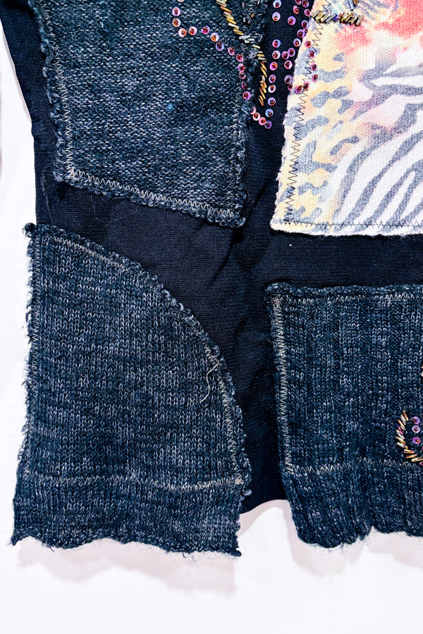 Chandail noir patchwork texturé à motifs seconde main - Terra Nostra- La Penderie du Paradis