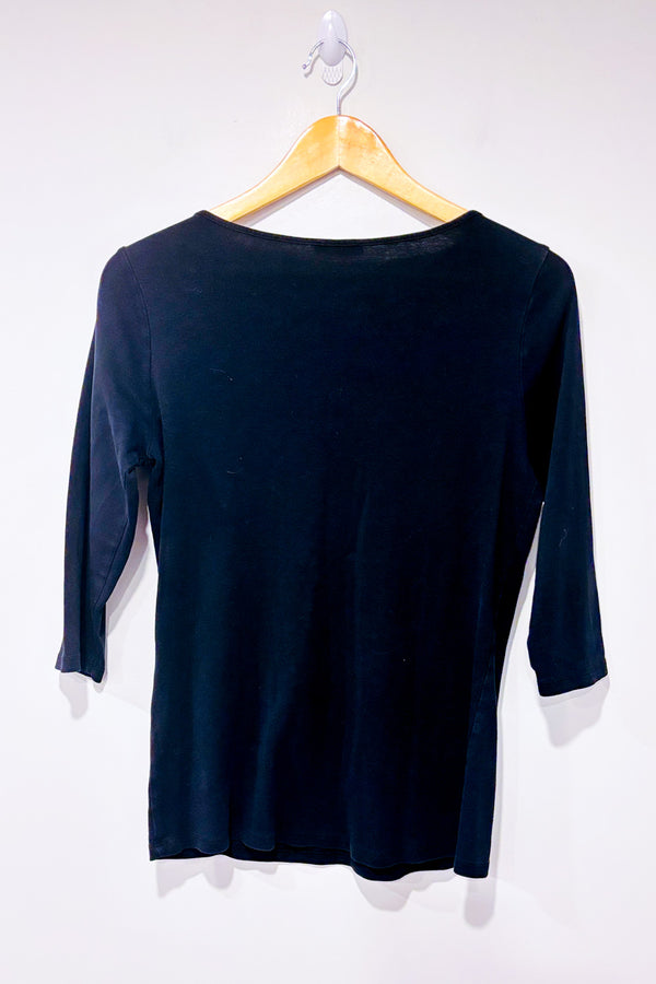 Chandail noir basic en coton seconde main - Zara- La Penderie du Paradis