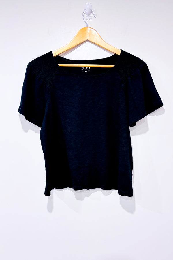 T-shirt noir basique seconde main - Cleo Petite- La Penderie du Paradis