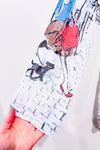 Blouse fluide transparente blanche motif artistique avec paillettes seconde main - Tricotto- La Penderie du Paradis