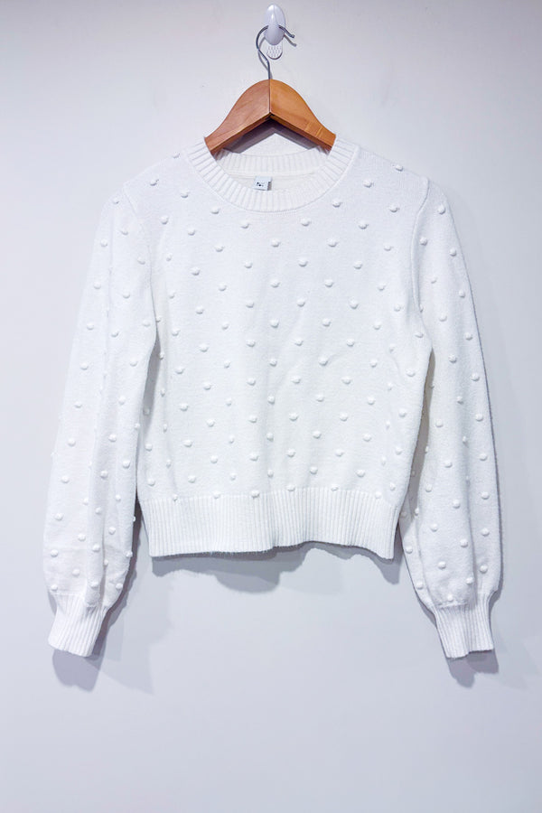 Chandail blanc en tricot texturé seconde main - Simons- La Penderie du Paradis