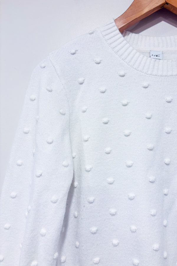 Chandail blanc en tricot texturé seconde main - Simons- La Penderie du Paradis