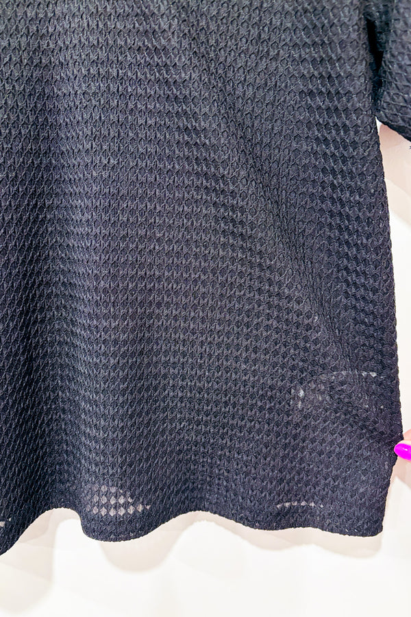 T-shirt noir texturé semi-transparent seconde main - Dazy- La Penderie du Paradis