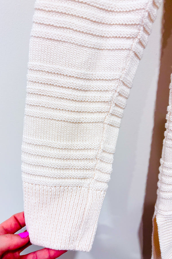 Chandail beige en tricot texturé seconde main - Tag- La Penderie du Paradis