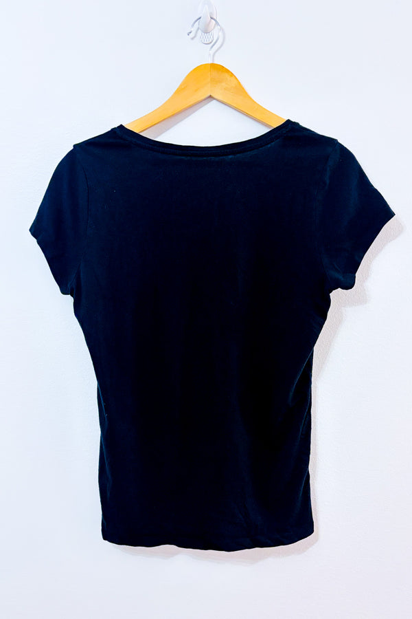 T-shirt noir basique seconde main - Calvin Klein- La Penderie du Paradis