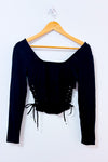 Haut coupé noir style corset seconde main - Forever21- La Penderie du Paradis