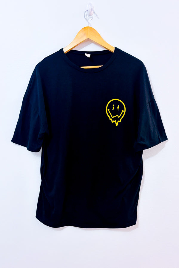 T-shirt noir oversized Smiley ''enjoy the little things'' seconde main - Romwe- La Penderie du Paradis