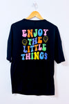T-shirt noir oversized Smiley ''enjoy the little things'' seconde main - Romwe- La Penderie du Paradis