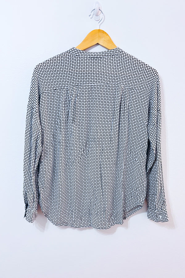 Blouse noire et blanche à motifs seconde main - RW&CO.- La Penderie du Paradis