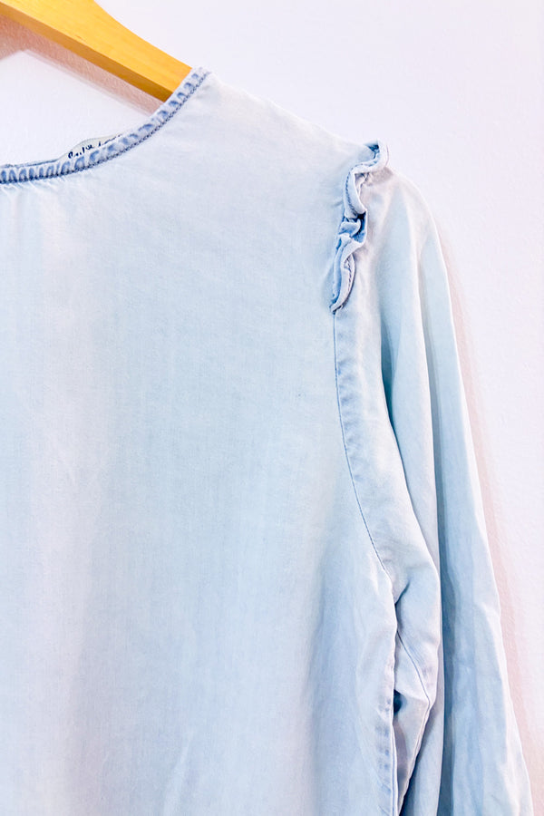 Haut bleu pâle en denim seconde main - Suko Jeans- La Penderie du Paradis