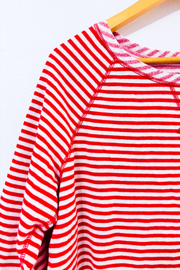 Chandail rouge et blanc rayé seconde main - Ellen Tracy- La Penderie du Paradis