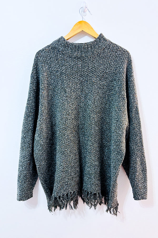 Haut ample vert en tricot avec franges seconde main - AE Sports and co.- La Penderie du Paradis
