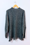 Haut ample vert en tricot avec franges seconde main - AE Sports and co.- La Penderie du Paradis