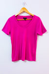 T-shirt basique rose fuchsia côtelé seconde main - Tribal- La Penderie du Paradis