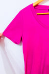 T-shirt basique rose fuchsia côtelé seconde main - Tribal- La Penderie du Paradis