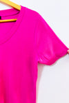 T-shirt basique rose fuchsia côtelé seconde main - Tribal- La Penderie du Paradis