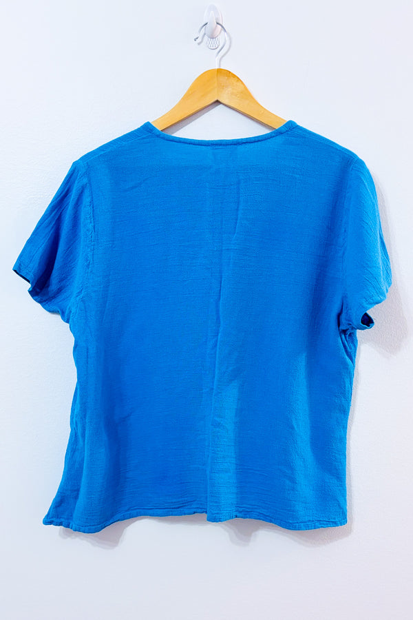 Haut turquoise à boutons seconde main - Miss Aly- La Penderie du Paradis