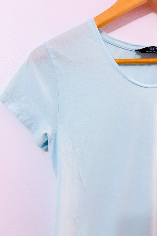 T-shirt basique bleu pâle seconde main - Mango- La Penderie du Paradis