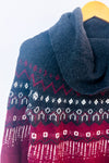 Chandail en tricot bourgogne à col roulé et motifs nordiques seconde main - RW&CO.- La Penderie du Paradis