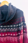 Chandail en tricot bourgogne à col roulé et motifs nordiques seconde main - RW&CO.- La Penderie du Paradis