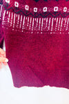 Chandail en tricot bourgogne à col roulé et motifs nordiques seconde main - RW&CO.- La Penderie du Paradis