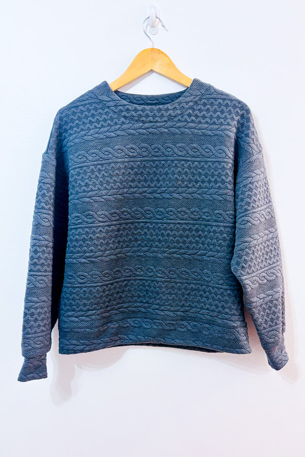 Chandail ample gris texturé seconde main - Dailystory- La Penderie du Paradis