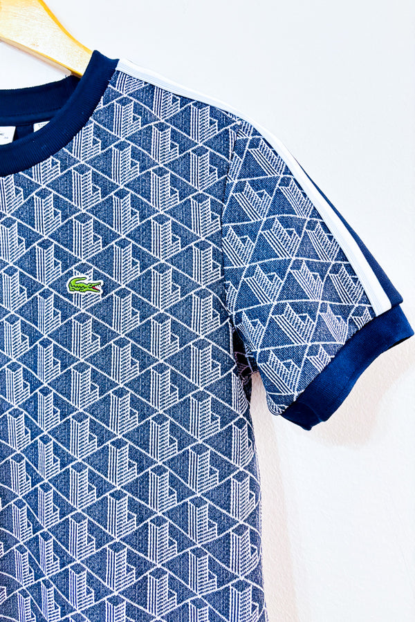 T-shirt bleu monogramme slim fit* seconde main - Lacoste- La Penderie du Paradis