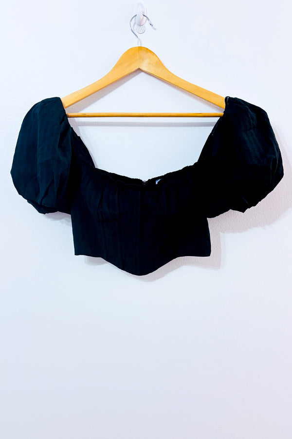 Haut corset noir à manches bouffantes* seconde main - ASTR the Label- La Penderie du Paradis