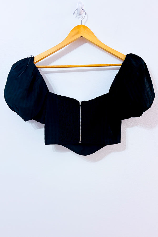 Haut corset noir à manches bouffantes* seconde main - ASTR the Label- La Penderie du Paradis