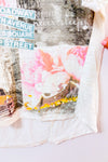 T-shirt blanc imprimé New York à dentelle seconde main - DH3- La Penderie du Paradis